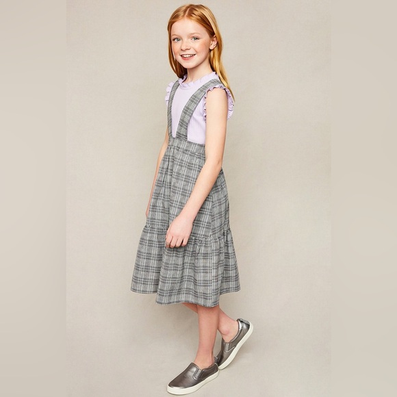 Girls Tiered Glen Check Overall Dress - Picture 3 of 5